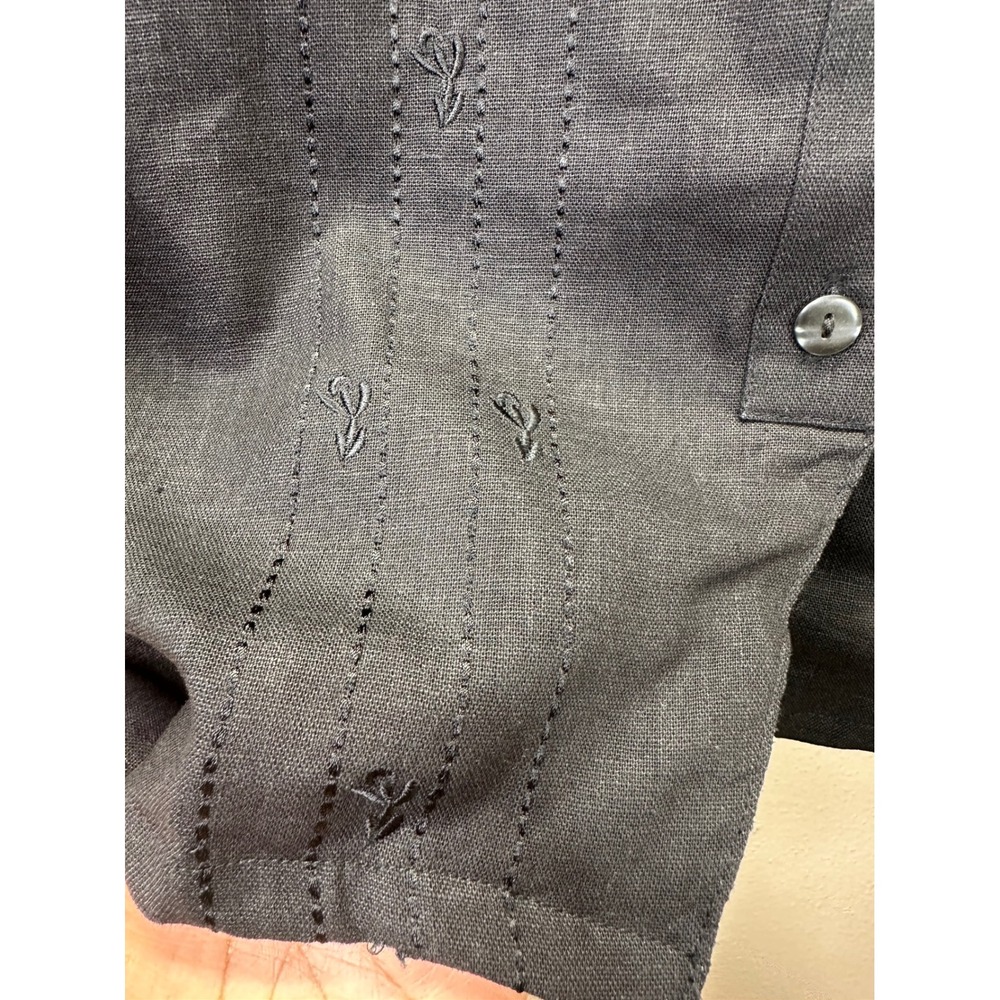 Jane Ashley VTG Black Linen Blend 2X Embroidered Button Down DeadStock Grandma‎ - Picture 4 of 8
